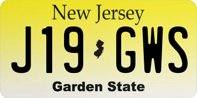 NJ license plate J19GWS