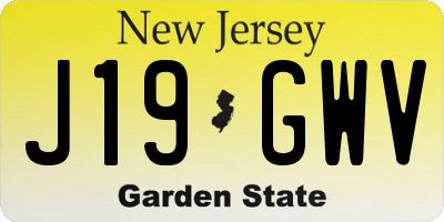 NJ license plate J19GWV