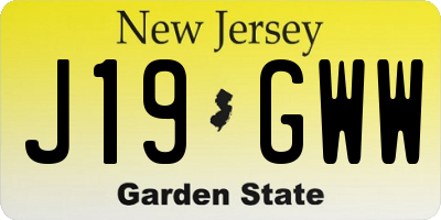 NJ license plate J19GWW
