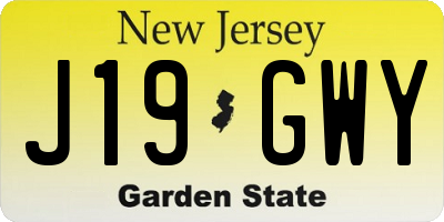 NJ license plate J19GWY