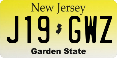 NJ license plate J19GWZ