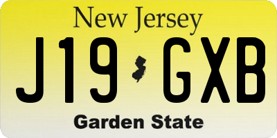 NJ license plate J19GXB