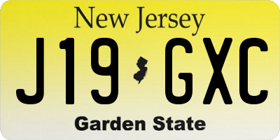 NJ license plate J19GXC