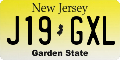 NJ license plate J19GXL