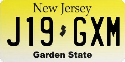 NJ license plate J19GXM