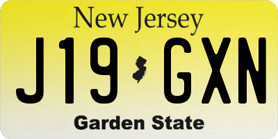 NJ license plate J19GXN