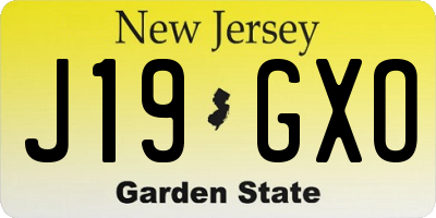 NJ license plate J19GXO