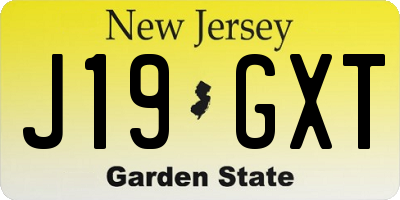 NJ license plate J19GXT