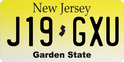 NJ license plate J19GXU
