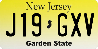 NJ license plate J19GXV