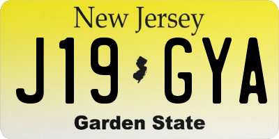 NJ license plate J19GYA