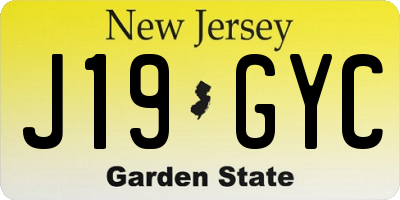 NJ license plate J19GYC