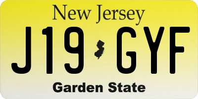 NJ license plate J19GYF