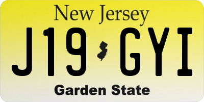 NJ license plate J19GYI