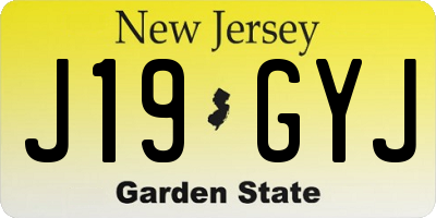 NJ license plate J19GYJ