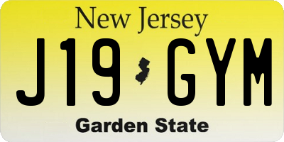 NJ license plate J19GYM