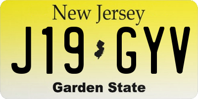 NJ license plate J19GYV