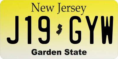 NJ license plate J19GYW
