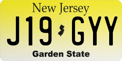 NJ license plate J19GYY