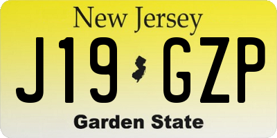 NJ license plate J19GZP
