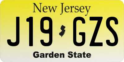 NJ license plate J19GZS