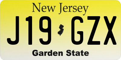 NJ license plate J19GZX