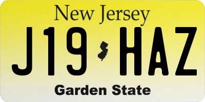 NJ license plate J19HAZ