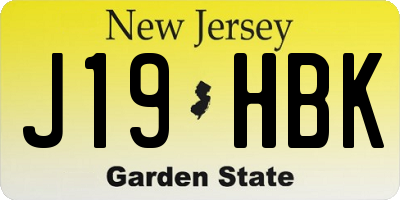NJ license plate J19HBK