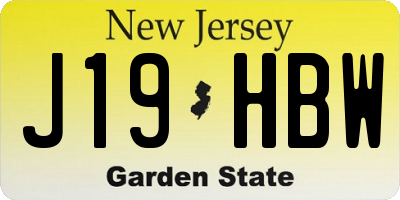 NJ license plate J19HBW