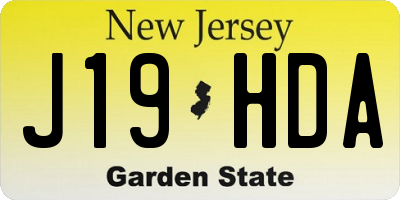 NJ license plate J19HDA