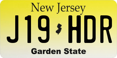 NJ license plate J19HDR