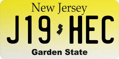 NJ license plate J19HEC