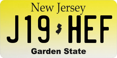NJ license plate J19HEF