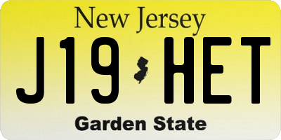NJ license plate J19HET