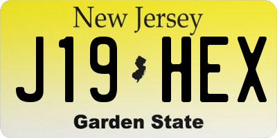 NJ license plate J19HEX