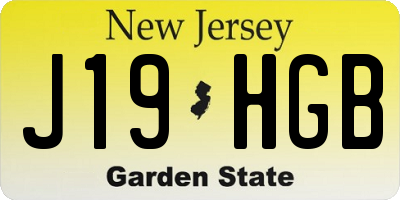 NJ license plate J19HGB