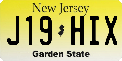 NJ license plate J19HIX