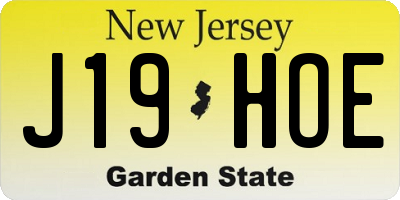 NJ license plate J19HOE