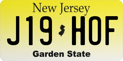 NJ license plate J19HOF