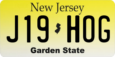 NJ license plate J19HOG