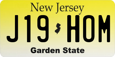 NJ license plate J19HOM