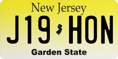 NJ license plate J19HON