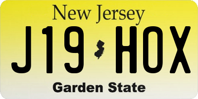 NJ license plate J19HOX