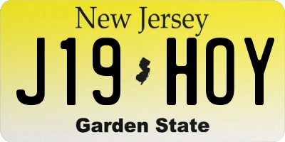 NJ license plate J19HOY