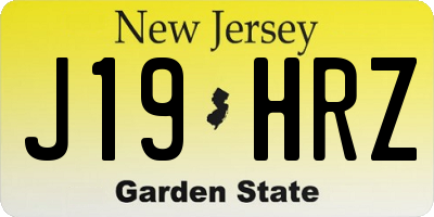 NJ license plate J19HRZ