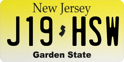 NJ license plate J19HSW