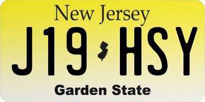 NJ license plate J19HSY