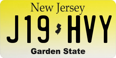 NJ license plate J19HVY