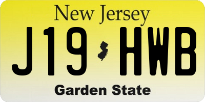 NJ license plate J19HWB