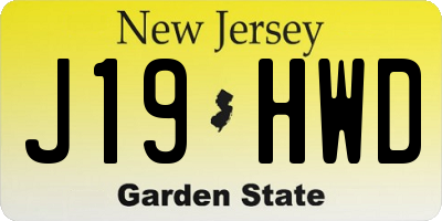 NJ license plate J19HWD